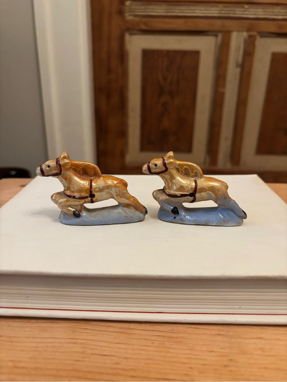 Vintage Horse Porcelain Figurine Pair - Stamped Made in Japan